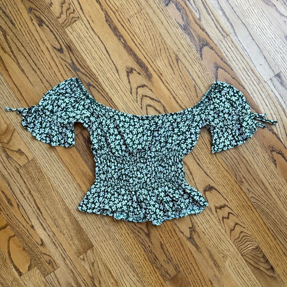 Reformation Floral Smocked Off-Shoulder Top